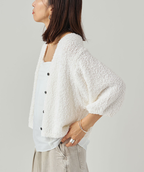 VERMEIL par iena（ヴェルメイユパーイエナ）の「DRY EARTH Vネックカーディガン（カーディガン/ボレロ・レディース・ホワイト/モカ・FREE）」の20枚目の写真