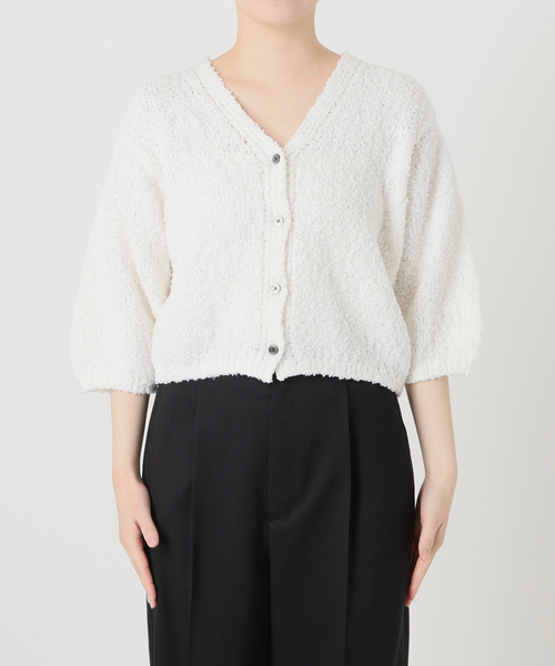 VERMEIL par iena（ヴェルメイユパーイエナ）の「DRY EARTH Vネックカーディガン（カーディガン/ボレロ・レディース・ホワイト/モカ・FREE）」の11枚目の写真