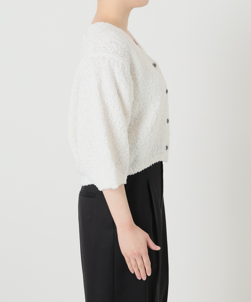 VERMEIL par iena（ヴェルメイユパーイエナ）の「DRY EARTH Vネックカーディガン（カーディガン/ボレロ・レディース・ホワイト/モカ・FREE）」の8枚目の写真
