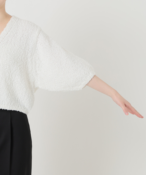 VERMEIL par iena（ヴェルメイユパーイエナ）の「DRY EARTH Vネックカーディガン（カーディガン/ボレロ・レディース・ホワイト/モカ・FREE）」の7枚目の写真