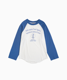 HELLO SUNRISE（ハローサンライズ）の「Hula Girl Raglan Tee(W)_White & Blue（Tシャツ/カットソー）」