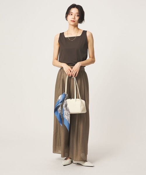 green label relaxing(グリーンレーベルリラクシング)の「2WAY タンクトップ(Tシャツ/カットソー・レディース・ダークブラウン/ホワイト/ナチュラル/モカ・FREE)」の7枚目の写真