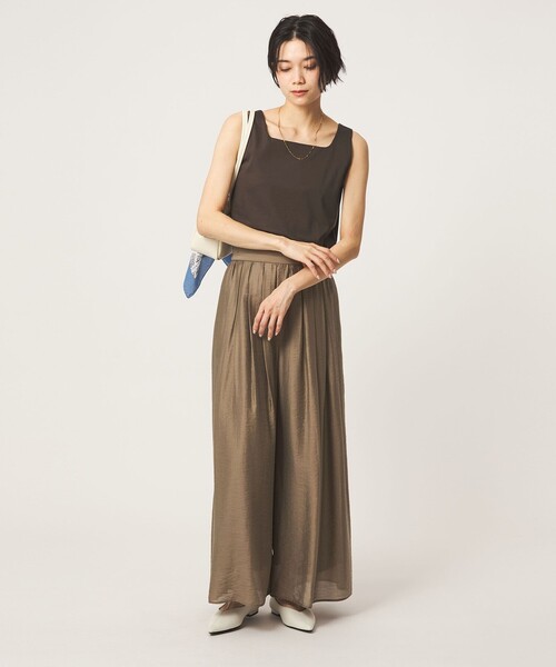 green label relaxing(グリーンレーベルリラクシング)の「2WAY タンクトップ(Tシャツ/カットソー・レディース・ダークブラウン/ホワイト/ナチュラル/モカ・FREE)」の8枚目の写真