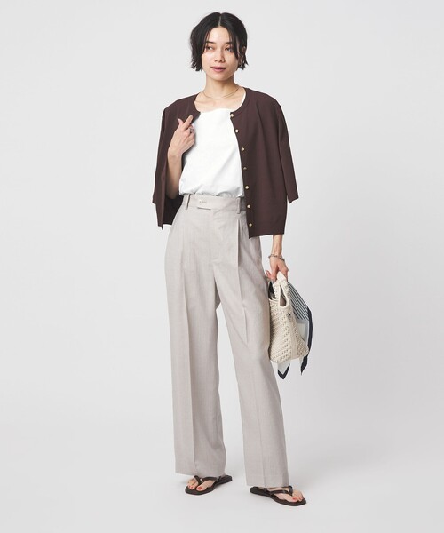 green label relaxing(グリーンレーベルリラクシング)の「2WAY タンクトップ(Tシャツ/カットソー・レディース・ダークブラウン/ホワイト/ナチュラル/モカ・FREE)」の11枚目の写真
