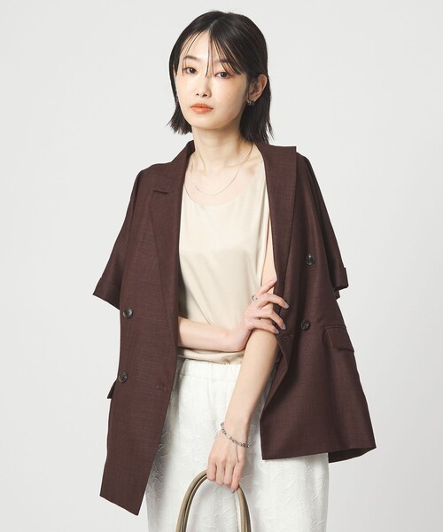 green label relaxing(グリーンレーベルリラクシング)の「2WAY タンクトップ(Tシャツ/カットソー・レディース・ダークブラウン/ホワイト/ナチュラル/モカ・FREE)」の13枚目の写真