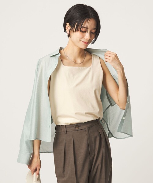 green label relaxing(グリーンレーベルリラクシング)の「2WAY タンクトップ(Tシャツ/カットソー・レディース・ダークブラウン/ホワイト/ナチュラル/モカ・FREE)」の17枚目の写真