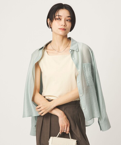 green label relaxing(グリーンレーベルリラクシング)の「2WAY タンクトップ(Tシャツ/カットソー・レディース・ダークブラウン/ホワイト/ナチュラル/モカ・FREE)」の18枚目の写真