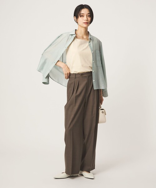 green label relaxing(グリーンレーベルリラクシング)の「2WAY タンクトップ(Tシャツ/カットソー・レディース・ダークブラウン/ホワイト/ナチュラル/モカ・FREE)」の20枚目の写真