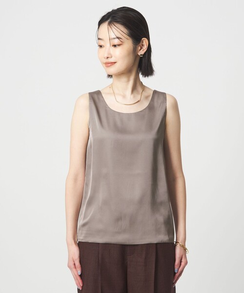green label relaxing(グリーンレーベルリラクシング)の「2WAY タンクトップ(Tシャツ/カットソー・レディース・ダークブラウン/ホワイト/ナチュラル/モカ・FREE)」の21枚目の写真