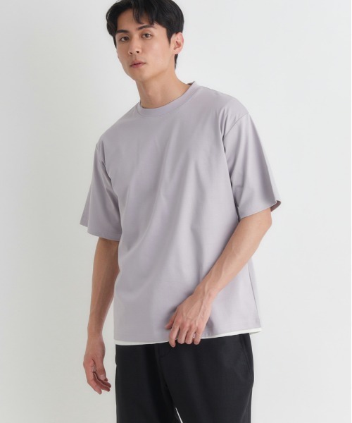 BACK NUMBER(バックナンバー)の「BACK NUMBER(バックナンバー)シルケットスムース半袖Tシャツ(Tシャツ/カットソー・メンズ・グレー/ライラック/ブラック/グリーン/ホワイト/ブラウン・S/M/L/XL)」の6枚目の写真