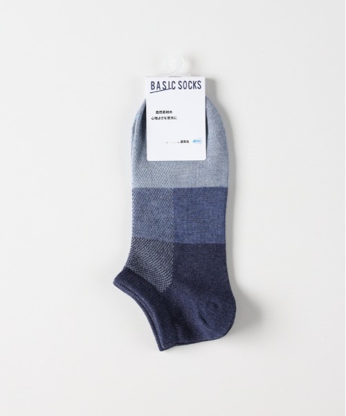 Right-on（ライトオン）の「BASIC SOCKS(ベーシックソックス)バンブーブロックガラアンクルメッシュソックス（ソックス/靴下・メンズ・ブラック/サックスブルー/グリーン/レッド/ネイビー・フリー）」の4枚目の写真