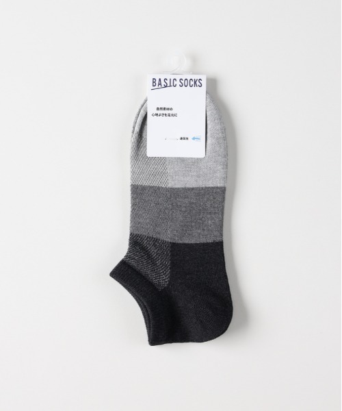 Right-on（ライトオン）の「BASIC SOCKS(ベーシックソックス)バンブーブロックガラアンクルメッシュソックス（ソックス/靴下・メンズ・ブラック/サックスブルー/グリーン/レッド/ネイビー・フリー）」の2枚目の写真