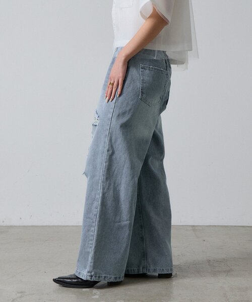 goocy（グーシー）の「ダメージデニムストレートパンツ（デニムパンツ・レディース・ブルー・MEDIUM/SMALL）」の9枚目の写真