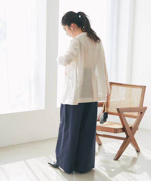La boutique BonBon（ラブティックボンボン）の「【夏に着られるジャケット】シアーライトスラブシングルジャケット（テーラードジャケット・レディース・ピンク/グレイッシュベージュ/ブラック・FREE）」の18枚目の写真