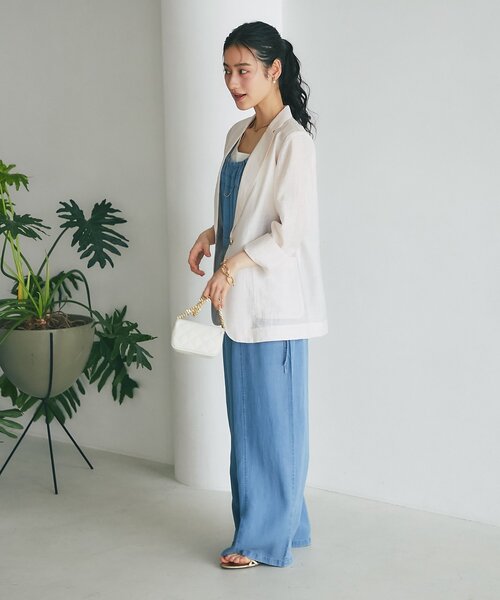 La boutique BonBon（ラブティックボンボン）の「【夏に着られるジャケット】シアーライトスラブシングルジャケット（テーラードジャケット・レディース・ピンク/グレイッシュベージュ/ブラック・FREE）」の16枚目の写真