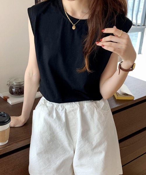 SallyLunn(サリーラン)の「【ベーシックデザイン】ノースリーブTシャツ(Tシャツ/カットソー・レディース・ホワイト/ブラック/ブラウン・MEDIUM/LARGE)」の4枚目の写真