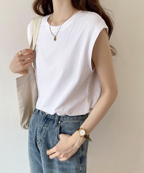 SallyLunn(サリーラン)の「【ベーシックデザイン】ノースリーブTシャツ(Tシャツ/カットソー・レディース・ホワイト/ブラック/ブラウン・MEDIUM/LARGE)」の10枚目の写真