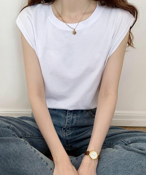 SallyLunn(サリーラン)の「【ベーシックデザイン】ノースリーブTシャツ(Tシャツ/カットソー・レディース・ホワイト/ブラック/ブラウン・MEDIUM/LARGE)」の11枚目の写真