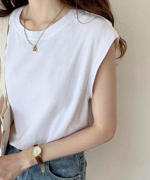SallyLunn(サリーラン)の「【ベーシックデザイン】ノースリーブTシャツ(Tシャツ/カットソー・レディース・ホワイト/ブラック/ブラウン・MEDIUM/LARGE)」の12枚目の写真