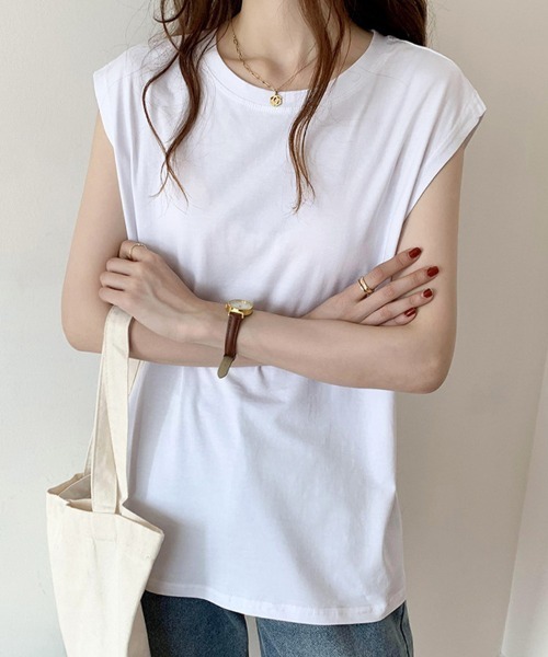 SallyLunn(サリーラン)の「【ベーシックデザイン】ノースリーブTシャツ(Tシャツ/カットソー・レディース・ホワイト/ブラック/ブラウン・MEDIUM/LARGE)」の13枚目の写真
