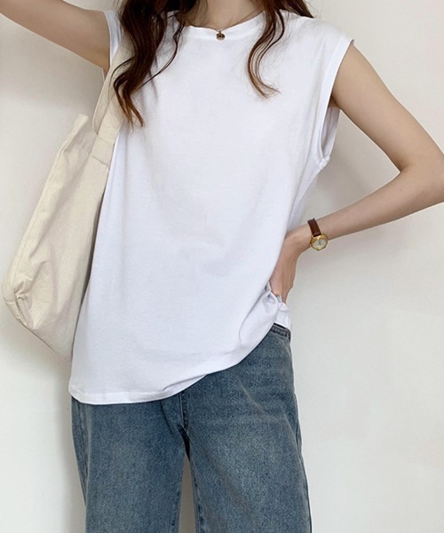 SallyLunn(サリーラン)の「【ベーシックデザイン】ノースリーブTシャツ(Tシャツ/カットソー・レディース・ホワイト/ブラック/ブラウン・MEDIUM/LARGE)」の14枚目の写真