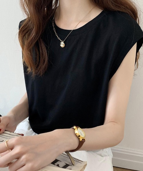 SallyLunn(サリーラン)の「【ベーシックデザイン】ノースリーブTシャツ(Tシャツ/カットソー・レディース・ホワイト/ブラック/ブラウン・MEDIUM/LARGE)」の5枚目の写真