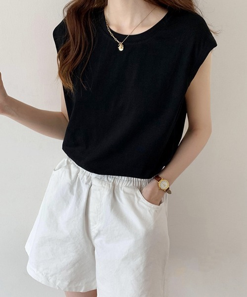 SallyLunn(サリーラン)の「【ベーシックデザイン】ノースリーブTシャツ(Tシャツ/カットソー・レディース・ホワイト/ブラック/ブラウン・MEDIUM/LARGE)」の6枚目の写真