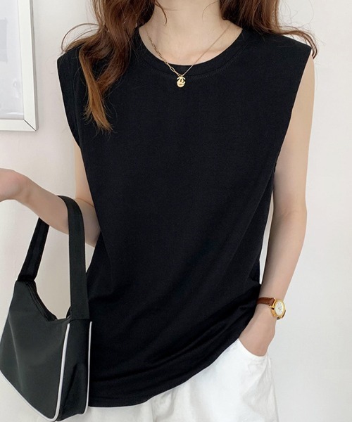 SallyLunn(サリーラン)の「【ベーシックデザイン】ノースリーブTシャツ(Tシャツ/カットソー・レディース・ホワイト/ブラック/ブラウン・MEDIUM/LARGE)」の7枚目の写真