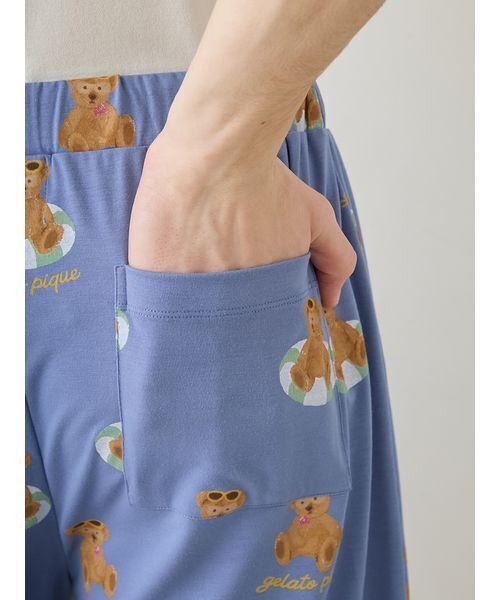 gelato pique（ジェラートピケ）の「【ONLINE限定】【HOMME】【接触冷感】サマーベア柄ワンポイントTシャツ&ハーフパンツセット（ルームウェア/パジャマ・メンズ・アイボリー/ネイビー・M/L）」の18枚目の写真