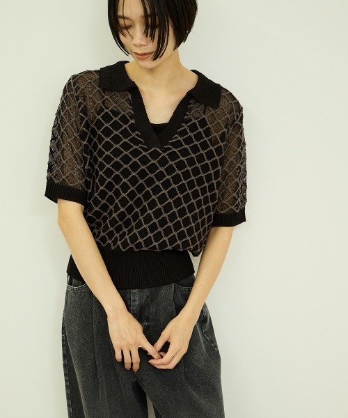 VICKY(ビッキー)の「ダイヤジャガードスキーパープルオーバー(ニット/セーター・レディース・ブラック/ブラウン/オフホワイト・M)」の2枚目の写真