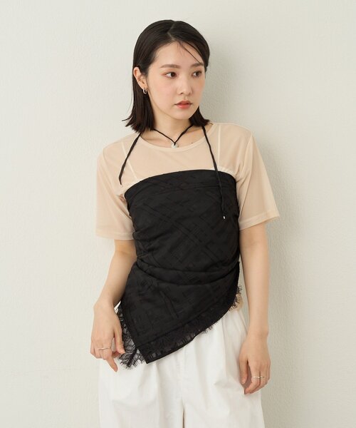 Omekashi(オメカシ)の「シアーチェックスカーフ(ストール/ショール・レディース・ブラック/オフホワイト・ONE SIZE)」の13枚目の写真