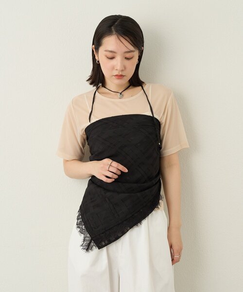 Omekashi(オメカシ)の「シアーチェックスカーフ(ストール/ショール・レディース・ブラック/オフホワイト・ONE SIZE)」の12枚目の写真