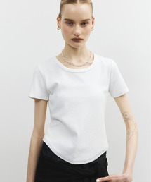 ELTONE（エルトーン）の「ラウンドネックリブコンパクトTシャツ（Tシャツ/カットソー）」