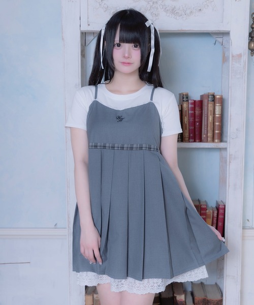 Whinny(ホワイニー)の「Whinny/《セットアップ可能♪》優等生きゃぴきゃぴワンピ(ワンピース・レディース・ホワイト/グレー/ブラック・FREE)」の3枚目の写真