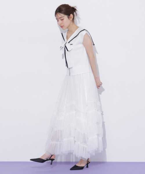 JILL by JILL STUART(ジルバイジルスチュアート)の「リボンセーラーカラーニット(ニット/セーター・レディース・ブラック/ホワイト/ホワイト系その他・FREE)」の4枚目の写真