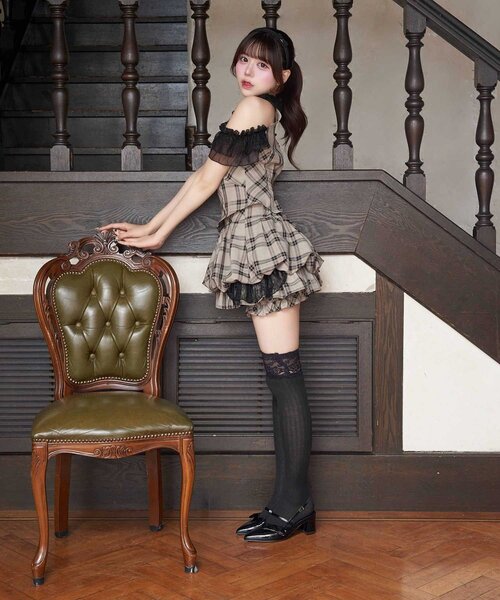 Belle Charme(ベルシャルム)の「【Belle Charme】Lace Collar Tops(シャツ/ブラウス・レディース・ブラック/ベージュ/ドット・FREE)」の10枚目の写真