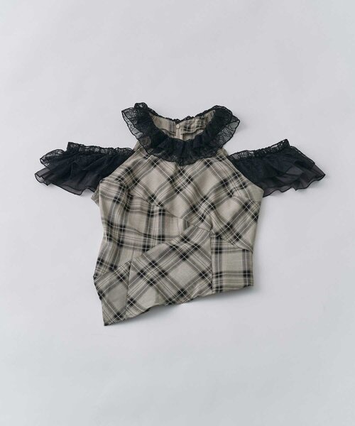 Belle Charme(ベルシャルム)の「【Belle Charme】Lace Collar Tops(シャツ/ブラウス・レディース・ブラック/ベージュ/ドット・FREE)」の11枚目の写真