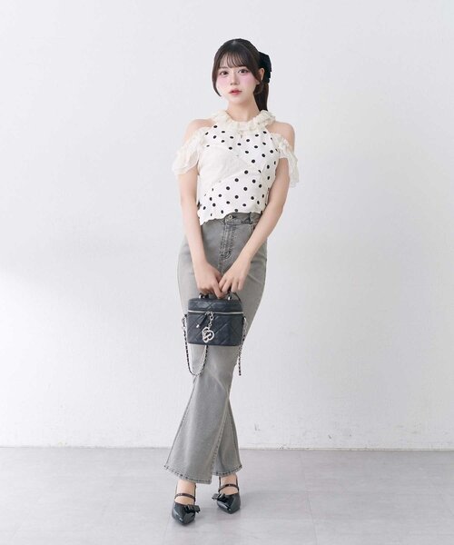 Belle Charme(ベルシャルム)の「【Belle Charme】Lace Collar Tops(シャツ/ブラウス・レディース・ブラック/ベージュ/ドット・FREE)」の14枚目の写真
