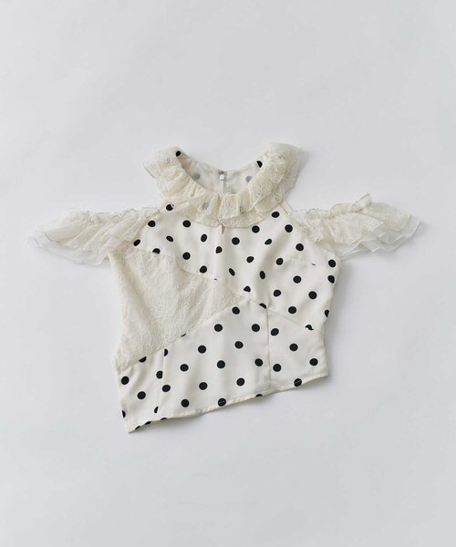 Belle Charme(ベルシャルム)の「【Belle Charme】Lace Collar Tops(シャツ/ブラウス・レディース・ブラック/ベージュ/ドット・FREE)」の15枚目の写真