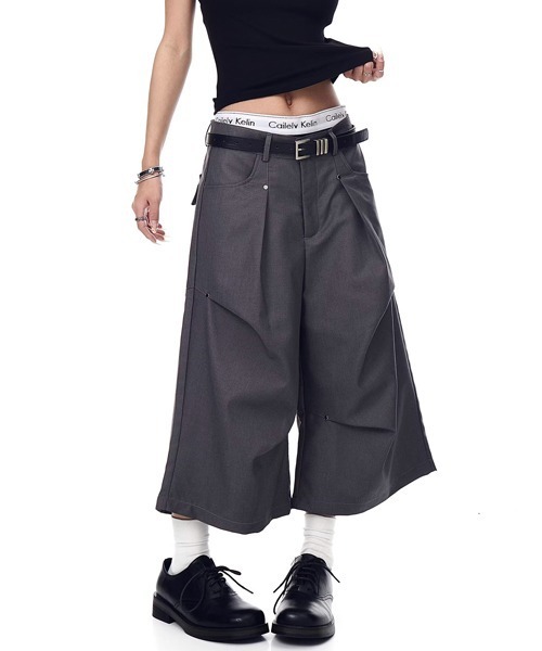 Ressaca(レサーカ)の「ワイドスラックスハーフパンツ(スラックス・メンズ・グレー/ブラック・L/XL/M)」の9枚目の写真