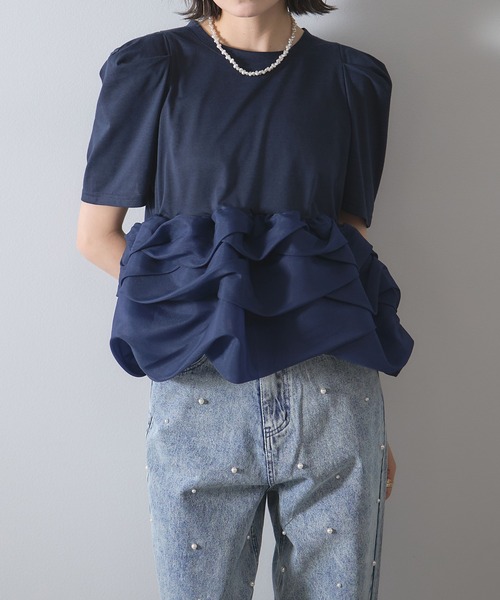 each（イーチ）の「ボリュームヘムフリルパワショルプルオーバー（Tシャツ/カットソー・レディース・ネイビー/ホワイト/ブラック・FREE）」の20枚目の写真