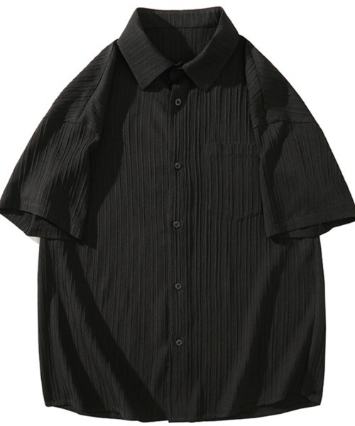 KELVIN(ケルヴァン)の「Pleated Oversized Short Sleeve Shirt プリーツオーバーサイズ半袖シャツ(シャツ/ブラウス・メンズ・ブラック/ホワイト・MEDIUM/LARGE)」の18枚目の写真