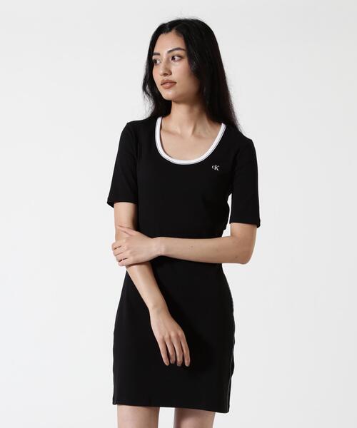 Calvin Klein(カルバン・クライン)の「Calvin Klein (カルバンクライン)BABY RIB CUTOUT MNI DRESS/ LV047F224G(Tシャツ/カットソー・レディース・ブラック・S)」の1枚目の写真