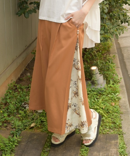 サイド花柄切替ワイドパンツ（その他パンツ）｜axes femme（アクシーズ