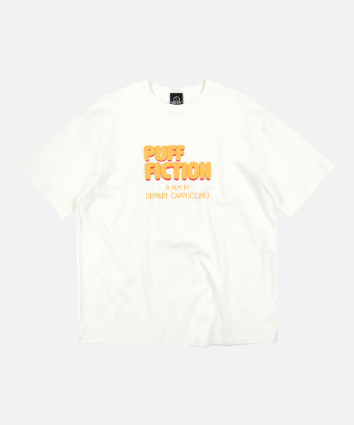 FRIZMWORKS(フリズムワークス)の「PUFF FICTION HALF TEE _ WHITE(Tシャツ/カットソー・メンズ・その他・SMALL/MEDIUM/LARGE/X-LARGE)」の1枚目の写真