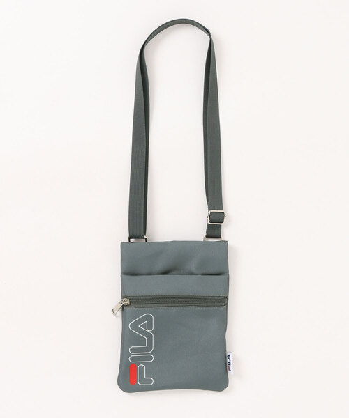 FILA（フィラ）の「FILA（フィラ）ブランドロゴプリント ミニショルダーバッグ/スマホポーチ/サコッシュ（ショルダーバッグ・メンズ・ブラック/グレー・FREE）」の2枚目の写真