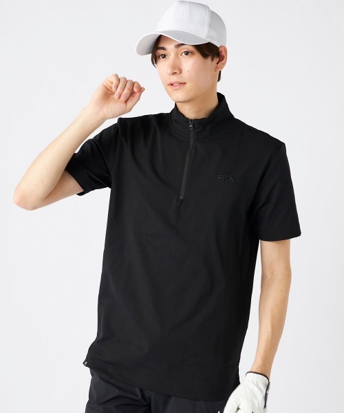 FILA GOLF（フィラゴルフ ）の「【FILA GOLF:フィラゴルフ】ハーフジップ半袖シャツ　ゴルフ 吸汗速乾（シャツ/ブラウス・メンズ・ブラック/ホワイト/ネイビー・XX-LARGE/X-LARGE）」の2枚目の写真