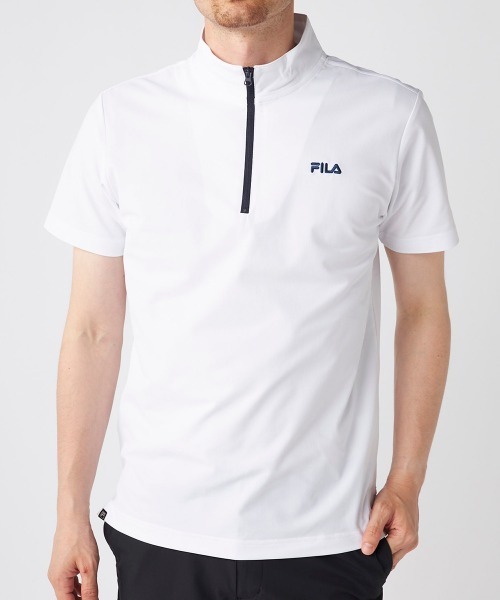 FILA GOLF（フィラゴルフ ）の「【FILA GOLF:フィラゴルフ】ハーフジップ半袖シャツ　ゴルフ 吸汗速乾（シャツ/ブラウス・メンズ・ブラック/ホワイト/ネイビー・XX-LARGE/X-LARGE）」の4枚目の写真