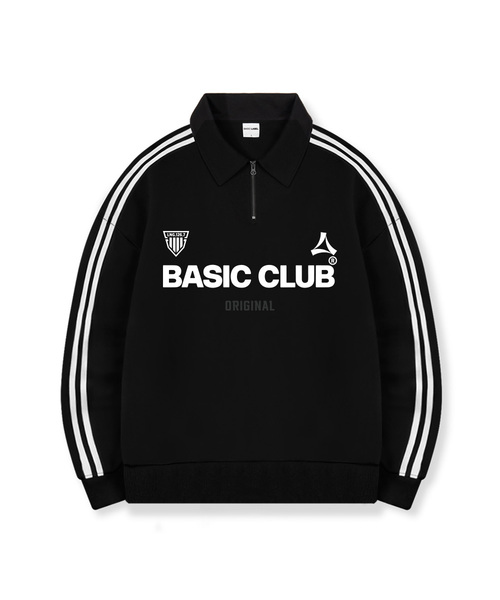 BASIC LABEL（ベーシックラベル）の「Club Origin Oversized fit track collar half zip-up sweatshirt 2 Color [BLBM_6003]（スウェット・レディース・ホワイト/ブラック・SMALL/MEDIUM/LARGE/X-LARGE）」の2枚目の写真