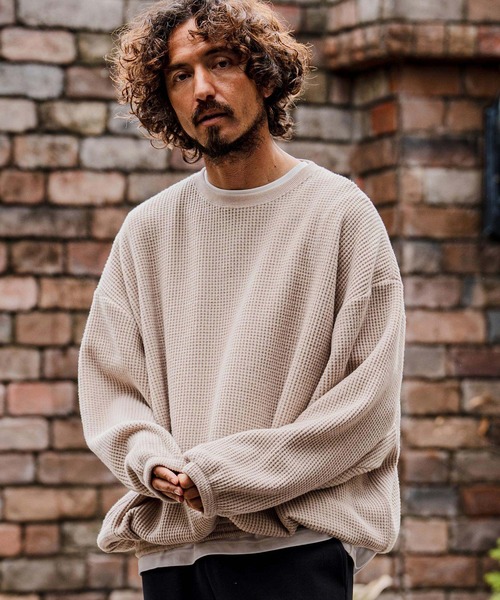 CAMBIO（カンビオ）の「mlt5710-Brushed Waffle Rib Long Sleeve Tee ワッフルカットソー(A71426cmb)（Tシャツ/カットソー・メンズ・ブラック/チャコール/キナリ・L/M/S）」の15枚目の写真